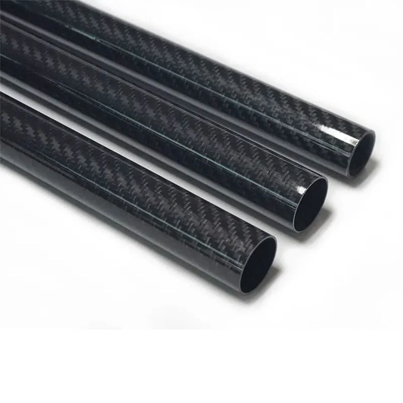 High Strength Carbon Fiber Tube - 25mm x 23mm x 500mm - 3K Roll Wrapped 100% Carbon Tube